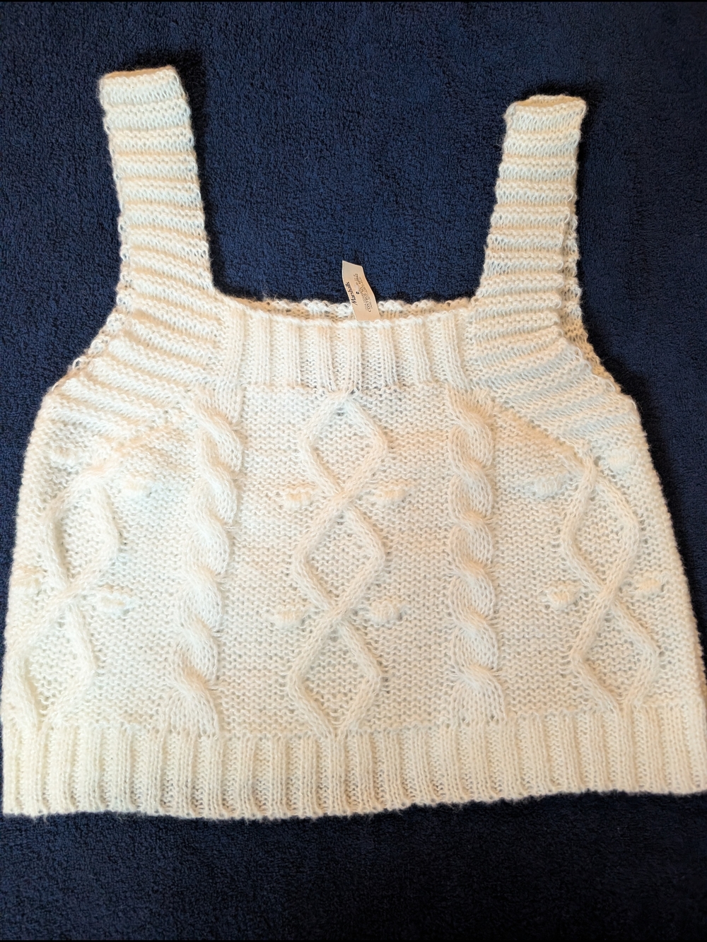 Kendall‎ & Kylie Cream Soft Cable Knit Crop Tank Cami Preppy NWT